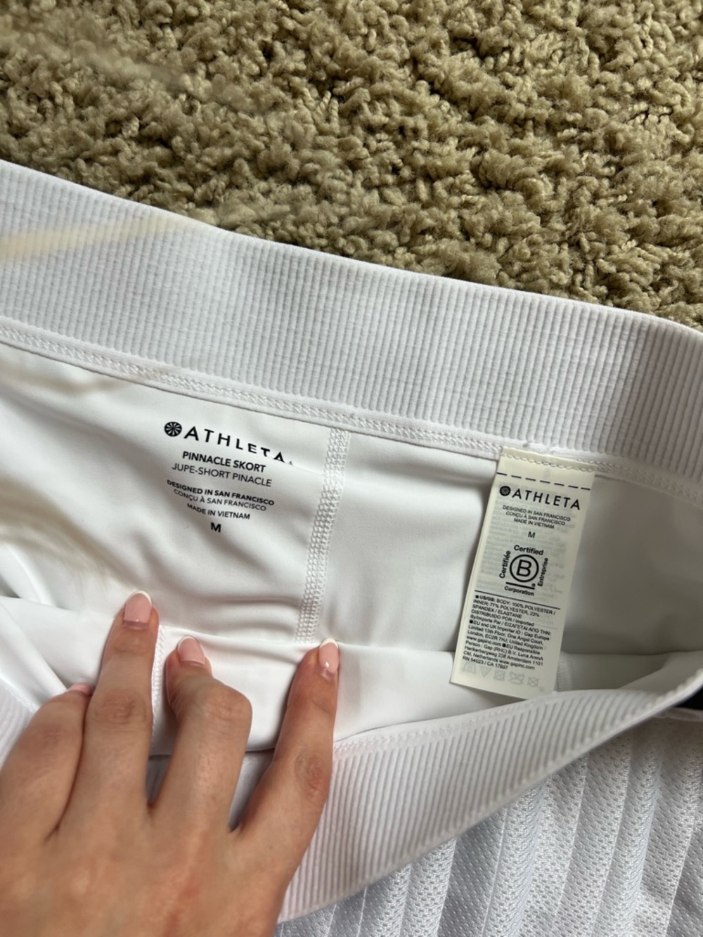 Athleta White Pleated Skirt with Black Waistband - Picture 3 of 7